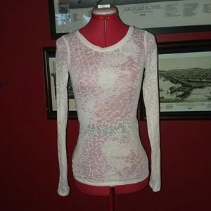 Express light Pink Leopard Print Sheer Top